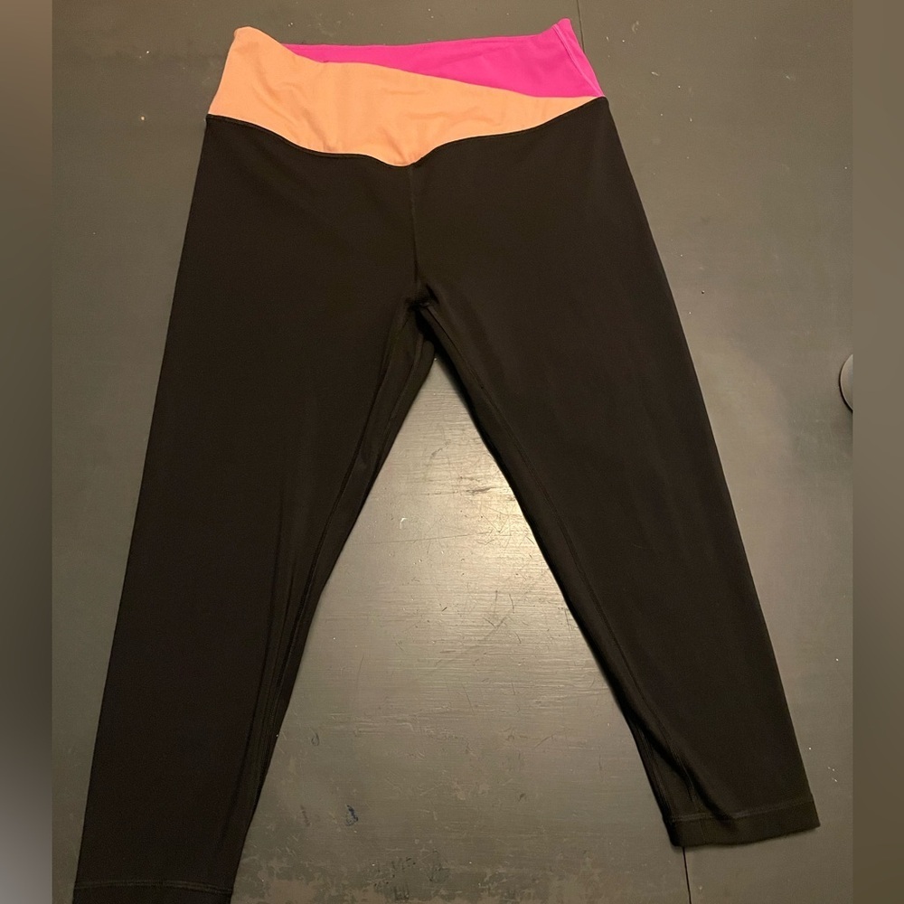 Victoria's Secret Black and Pink Leggings Athletic Stretch 16